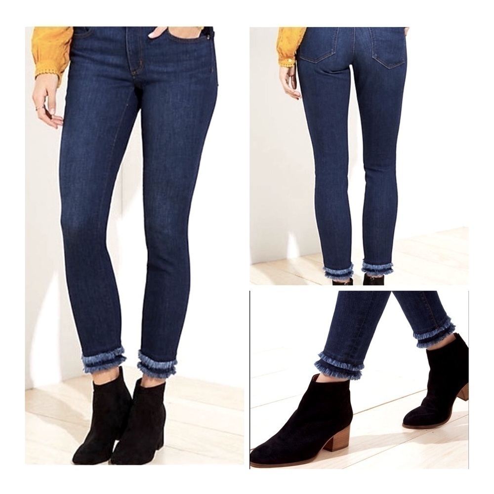 Loft Modern Skinny Double Frayed Hem Jeans